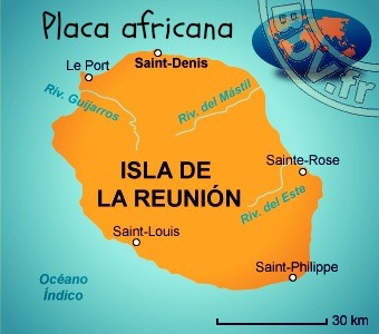 La isla reunion esta ubicada en la placa africana.